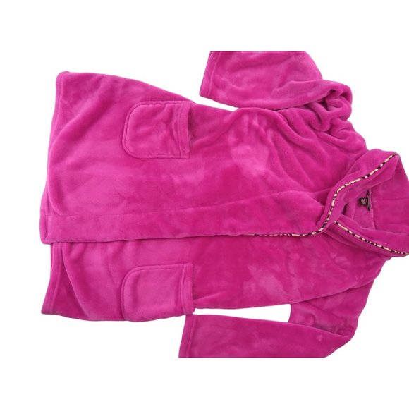 VICTORIA'S SECRET Pink Leopard cozy fleece dressing robe gown size xs/s NO BELT - Picture 5 of 13